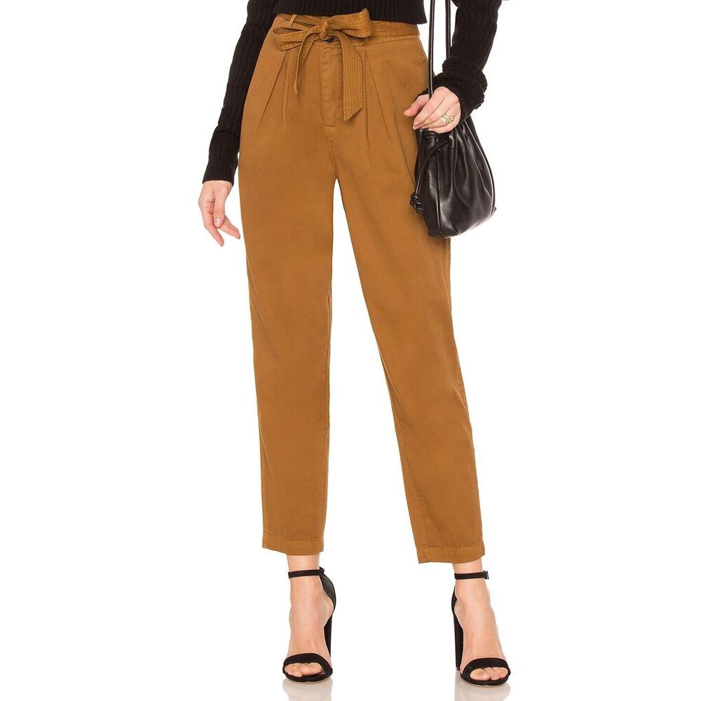 Free‎ People Size 8 Hi Waisted Pegged 90's Crop Ankle Pants Brown Cotton Women’s